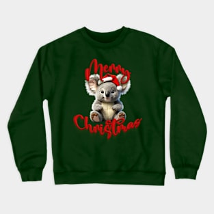 Merry Christmas Koala with A Xmas Santa Hat from Australia Crewneck Sweatshirt